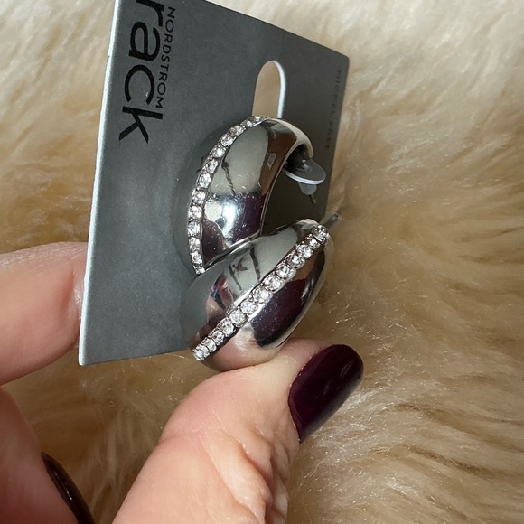 Nordstrom Rack Demi Fine Cubic Zirconia Pavé Teardrop Hoop Earrings - Picture 6 of 12